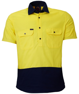Picture of Ritemate Workwear-RM105CFS-Closed Front 2 Tone S/S Shirt