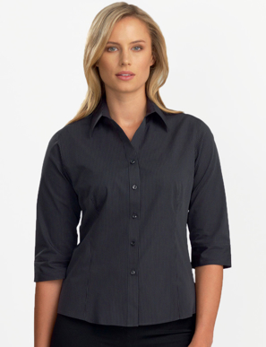 Picture of John Kevin Uniforms-136 Charcoal-Womens 3/4 Sleeve Dark Stripe