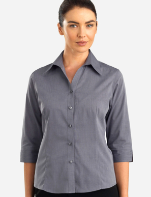 Picture of John Kevin Uniforms-160 Graphite-Womens 3/4 Sleeve Chambray