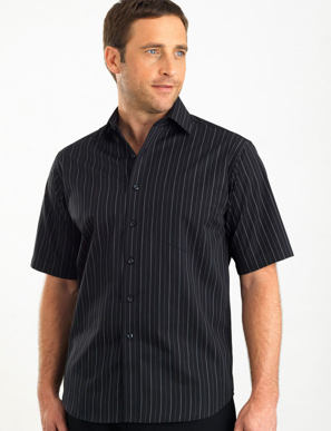 Picture of John Kevin Uniforms-207 Black-Mens Short Sleeve Fine Stripe