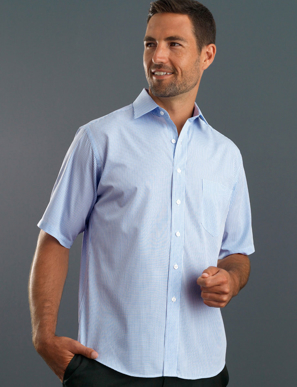 Picture of John Kevin Uniforms-425 Blue-Mens Short Sleeve Mini Check