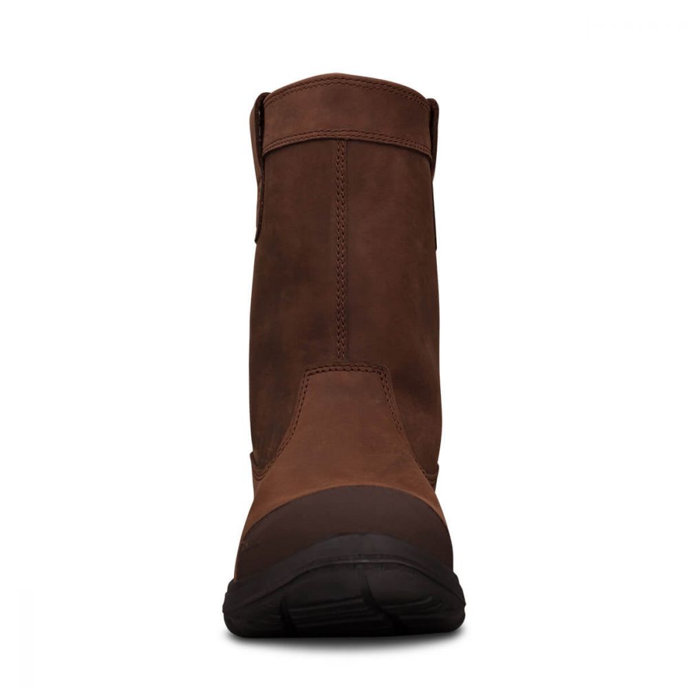 womens brown pull on boots