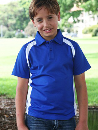 Picture of Bocini-CP0939-Team Essentials-Kids Short Sleeve Contrast Panel Polo