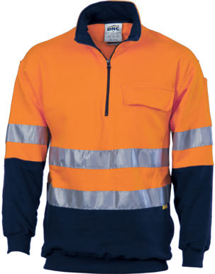 Picture of DNC Workwear-3925-HiVis Two Tone 1/2 Zip Cotton Fleecy Windcheater with 3M Reflective Tape
