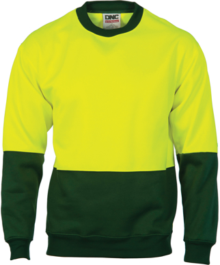 Picture of DNC Workwear-3821-HiVis Two Tone Fleecy Sweat Shirt (Sloppy Joe) Crew-Neck