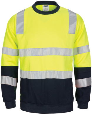 Picture of DNC Workwear-3723-HIVIS 2 tone, crew-neck fleecy sweat shirt with shoulders, double hoop body and arms CSR Reflective Tape