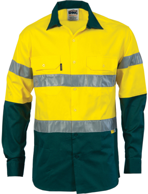 Picture of DNC Workwear-3836-HiVis Two Tone Drill Shirt with 3M 8910 Reflective Tape - Long Sleeve