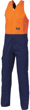 Picture of DNC Workwear-3853-HiVis Two Tone Cotton Action Back Overall