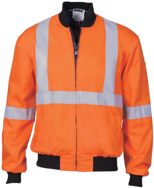 Picture of DNC Workwear-3759-HiVis Cotton Bomber Jacket with ‘X’ Back & Additional 3M Reflective Tape below