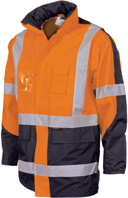 Picture of DNC Workwear-3993-HiVis 2 Tone Cross Back Day/Night “2 in 1” Contrast Rain Jacket