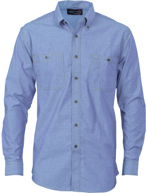 Picture of DNC Workwear-4102-Cotton Chambray Shirt, Twin Pocket, Long Sleeve