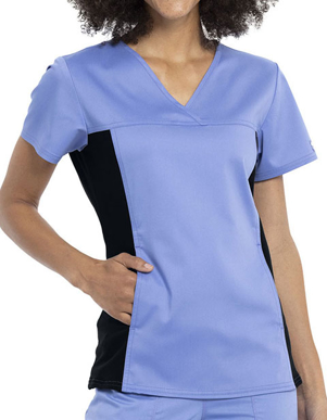 Picture of Cherokee Scrubs-CH-WW2875-Cherokee Workwear Revolution Women's V-Neck Knit Panel Top