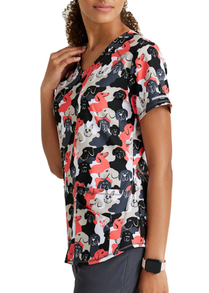 Picture of Skechers Ladies Dog Camo Print Scrub Top (SKT021 DCPS)