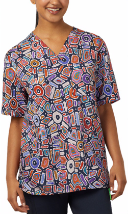 Picture of NNT Uniforms Unisex Water Dreaming Printed V-Neck Scrub Top (CATRG9)