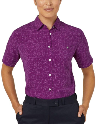 Picture of NNT Uniforms-CATU7H-PUR-Silvi Spot Print Short Sleeve Shirt