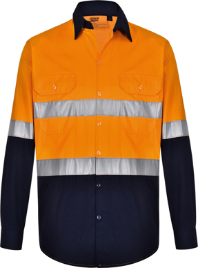 Picture of Australian Industrial Wear -SW82-Unisex Hi Vis Cool-Breeze Safety Long Sleeve Shirt (Generic Tape)