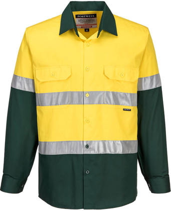 Picture of Prime Mover Workwear Hi-Vis Two Tone Lightweight Long Sleeve Shirt with Tape (MA801)