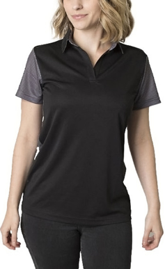 Picture of Be seen-BKP600L-Ladies Polo With Contrast Sublimated Striped Sleeves