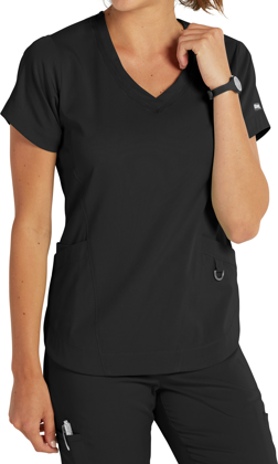 Picture of Grey's Anatomy Womens Impact Harmony 3 Pocket Shaped Hem Top Black 2XL (GR-7187)