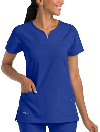 Picture of Grey's Anatomy-GR-2121-Ladies Signature 2 Pocket Notch Neck Scrub Top New Royal Size M