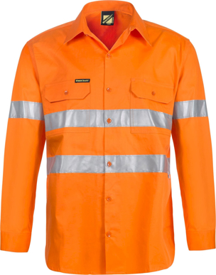 Picture of NCC Apparel Mens Lightweight Hi Vis Long Sleeve Vented Cotton Drill Shirt With CSR Reflective Tape (WS4131)