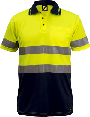 Picture of NCC Apparel Mens Hi Vis Two Tone Short Sleeve Micromesh Polo With Pocket And CSR Reflective Tape (WSP410)