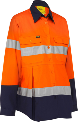 Picture of Bisley Workwear Womens Taped Hi Vis Maternity Drill Shirt (BLM6456T)