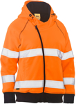 Picture of Bisley Workwear Womens Taped Hi Vis Fleece Zip Front Hoodie With Sherpa Lining (BKL6819T)