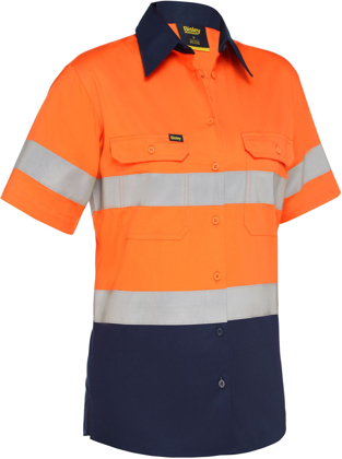 Picture of Bisley Workwear Womens Taped Hi Vis Cool Lightweight Drill Shirt (BL1896)