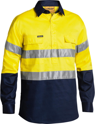 Picture of Bisley Workwear Taped Hi Vis Closed Front Drill Shirt (BTC6456)