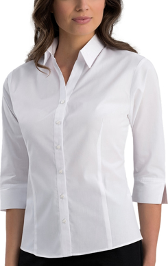 Picture of John Kevin Womens 3/4 Sleeve Twill Shirt (730 White)