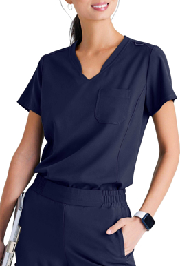 Picture of Grey's Anatomy Womens Sway 1 Pocket V-Neck Tuck-In Top (GSST181)