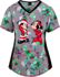 Picture of Cherokee Scrubs Womens Under the Mistletoe Scrub Top (TF783 MKNU)