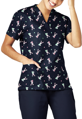 Picture of Bizcare Womens Easter V-Neck Short Sleeve Scrub Top (CST152LS)
