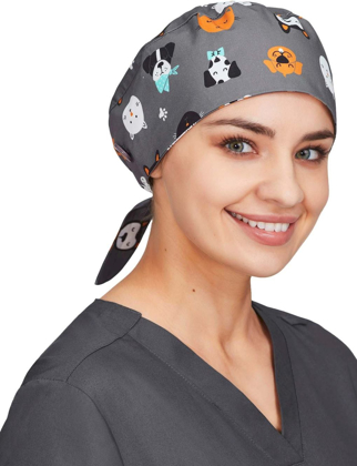 Picture of Bizcare Unisex Cheeky Pets Printed Scrub Cap (CSC245U)