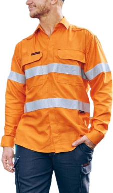 Picture of Bisley Workwear Taped Hi Vis FR Ripstop Vented Shirt - 160 GSM (BS8339T)