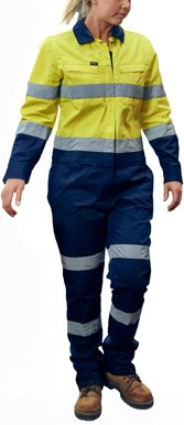 Picture of Bisley Workwear Womens Taped Hi Vis Cotton Drill Coverall (BCL6066T)