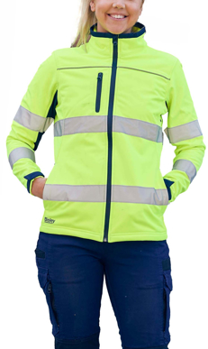 Picture of Bisley Workwear Womens Taped Two Tone Hi Vis Soft Shell Jacket (BJL6059T)