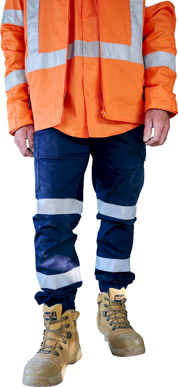 Picture of Bisley Workwear Taped Biomotion Stretch Cotton Drill Cargo Cuffed Pants (BPC6028T)