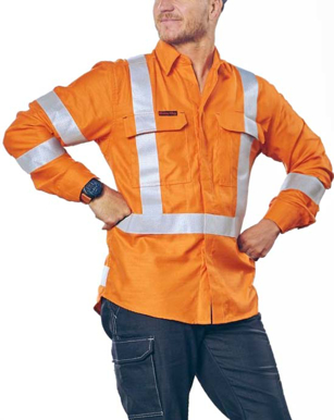 Picture of Bisley Workwear X Taped Biomotion Hi Vis FR Ripstop Vented Shirt - 185 GSM (BS8439XT)