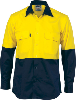 Picture of DNC Workwear Hi Vis Cool Breeze Vertical Vented Long Sleeve Shirt (3732)