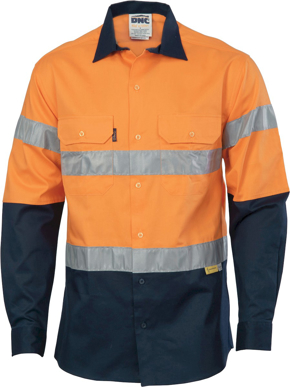 Picture of DNC Workwear Hi Vis Taped Drill Long Sleeve Shirts - 3M8906 Reflective Tape (3736)