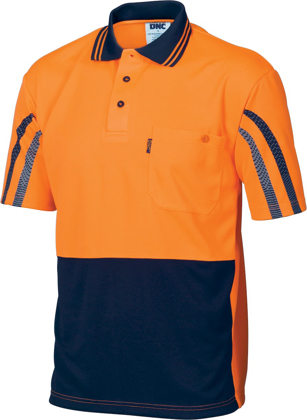 Picture of DNC Workwear Hi Vis Cool Breathe Printed Stripe Short Sleeve Polo (3752)