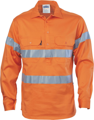 Picture of DNC Workwear Hi Vis Taped Closed Front Drill Shirt - 3M Reflective Tape (3848)