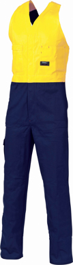 Picture of DNC Workwear Hi Vis 2 Tone Cotton Action Back Overall (3853)