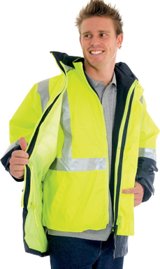 Picture of DNC Workwear Taped Hi Vis 4 in 1 Breathable Jacket with Vest - 3M Reflective Tape (3864)
