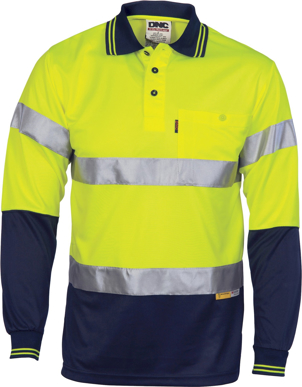 Picture of DNC Workwear Hi Vis Taped Day/Night Cool Breathe Polo Shirt - 3M 8906 Reflective Tape (3913)