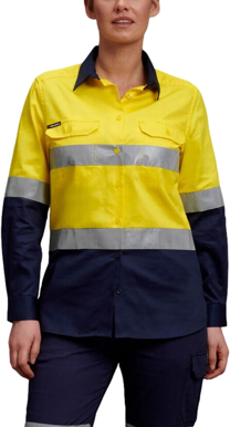 Picture of King Gee Womens Hi Vis Reflective Long Sleeve Work Shirt (K44532)