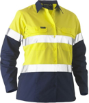 Picture of Bisley Workwear Womens Recycled Taped Two Tone Hi Vis Drill Shirt (BL6996T)